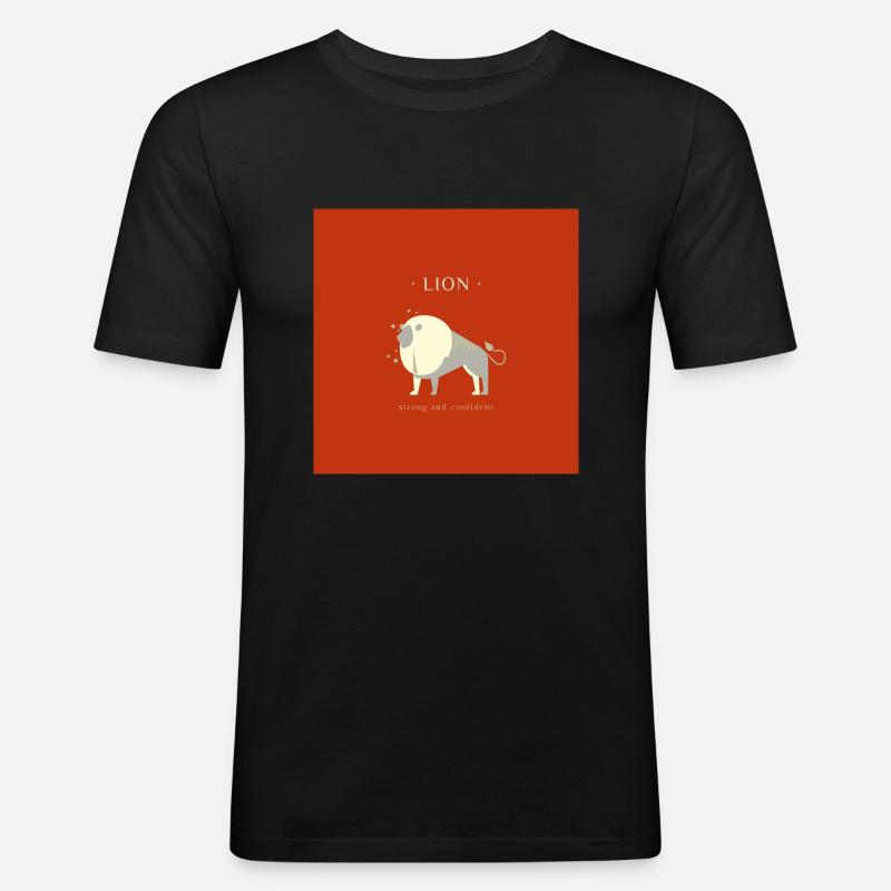 STERNZEICHEN Löwe -red- - Männer Slim Fit T-Shirt - Schwarz