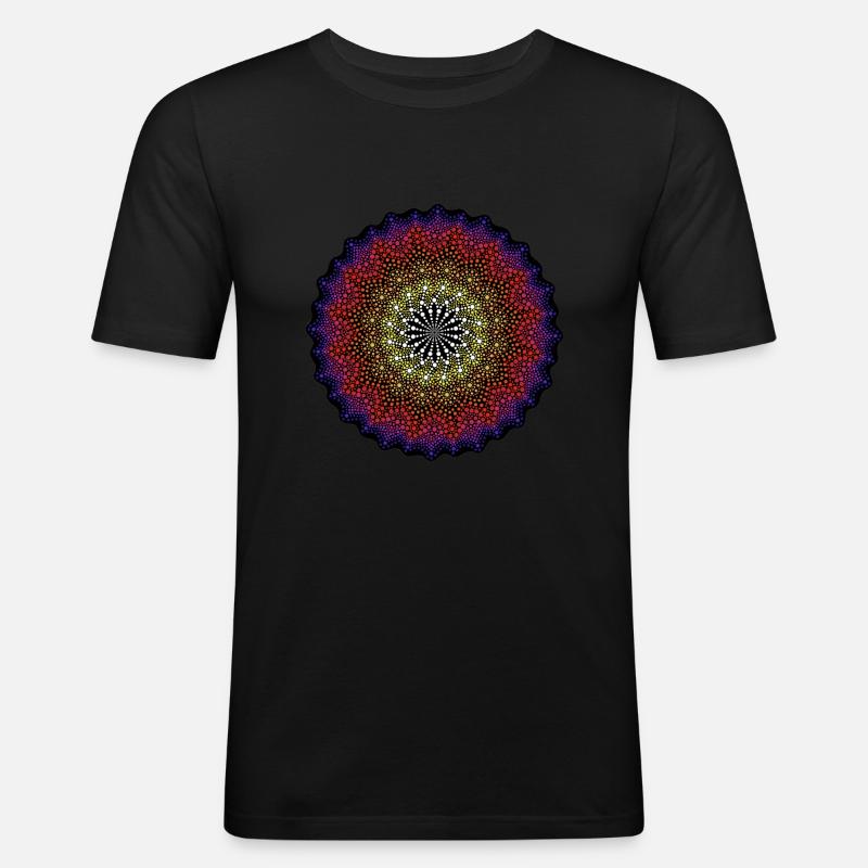 Dotted Mandala - Männer Slim Fit T-Shirt - Schwarz