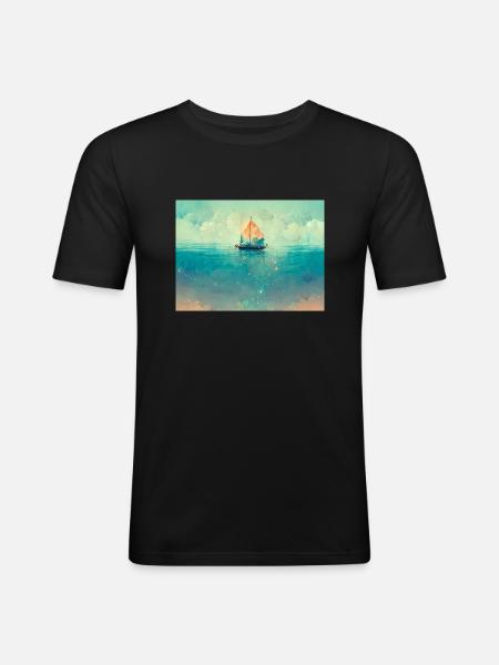Das Liebesboot - Männer Slim Fit T-Shirt - Schwarz