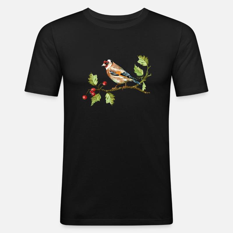Bunter Vogel - Männer Slim Fit T-Shirt - Schwarz