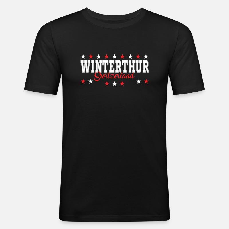 Winterthur - Männer Slim Fit T-Shirt - Schwarz