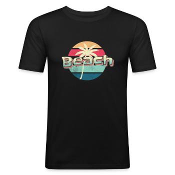 Brise de plage - T-shirt près du corps Homme - noir - Devant - Nik (191cm)