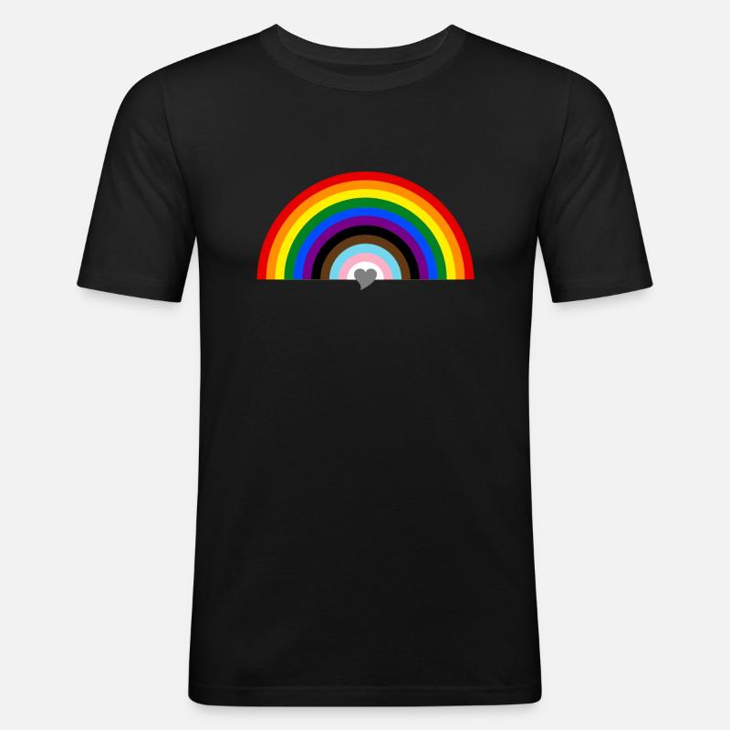 Regenbogen - Männer Slim Fit T-Shirt - Schwarz