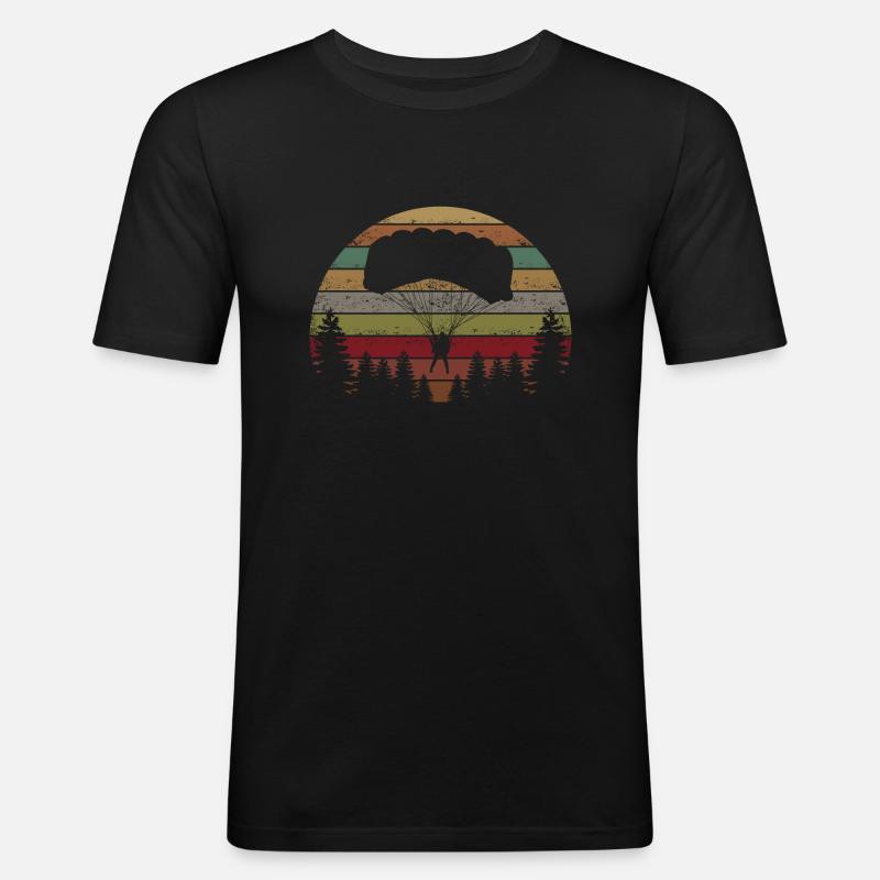 Skydive Evolution: Fallschirmspringer Design - Männer Slim Fit T-Shirt - Schwarz