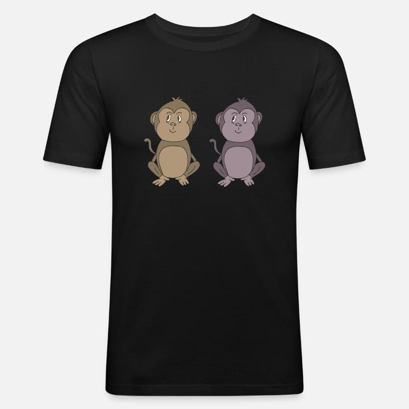 affenbrüder - Männer Slim Fit T-Shirt - Schwarz