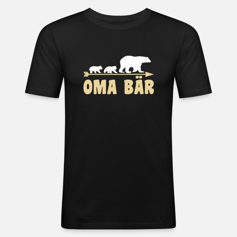 Großmutter Oma Bär - Männer Slim Fit T-Shirt - Schwarz