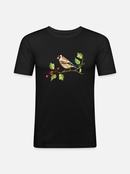 Bunter Vogel - Männer Slim Fit T-Shirt - Schwarz