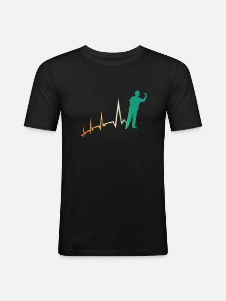 Darts Player Heartbeat Darts - Men's Slim Fit T-Shirt - black