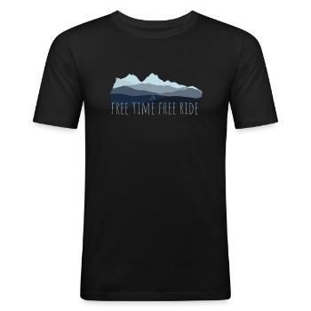 MT - Mountainbike - Fahrrad - Bike - Radsport - Männer Slim Fit T-Shirt - Schwarz - Vorne - Nik (191cm)