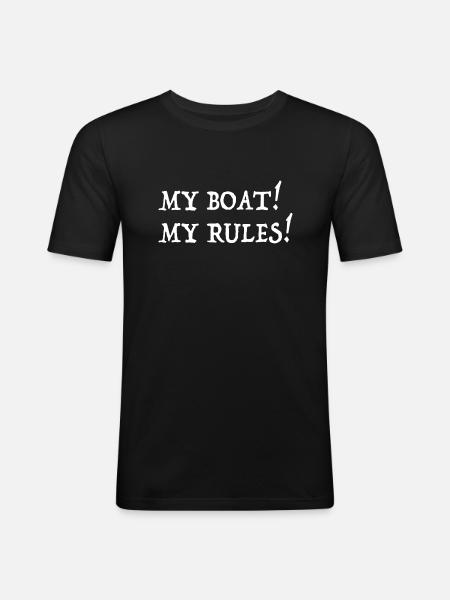 MY BOAT MY RULES - Men's Slim Fit T-Shirt - black