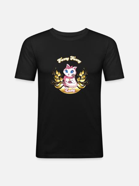 Cat Furry Furry Lady - Men's Slim Fit T-Shirt - black