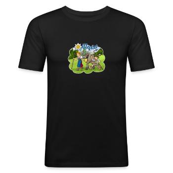 Allgäu - Männer Slim Fit T-Shirt - Schwarz - Vorne - Nik (191cm)