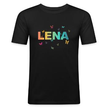 Lena - Beautiful name with butterflies, girls - Men's Slim Fit T-Shirt - black - Front - Nik (191cm)
