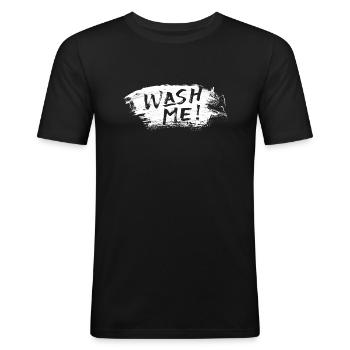 Lavez-moi - T-shirt près du corps Homme - noir - Devant - Nik (191cm)