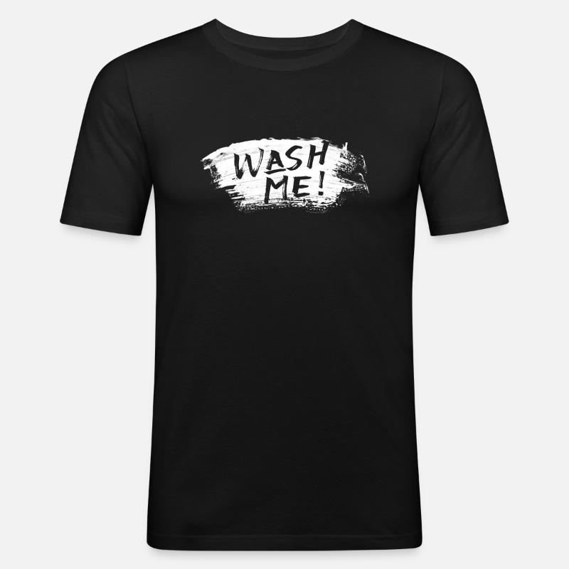 Wash Me - Männer Slim Fit T-Shirt - Schwarz
