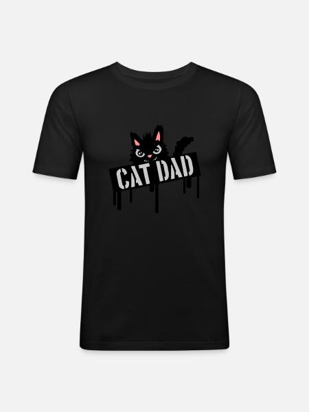 Cat Father Stamp Logo - Men's Slim Fit T-Shirt - black