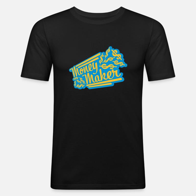 Money Maker Selfmade Dollar - Männer Slim Fit T-Shirt - Schwarz
