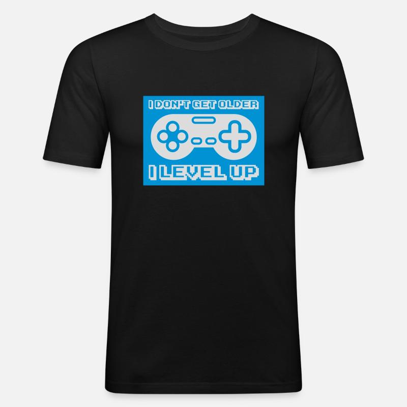 get older level up - Männer Slim Fit T-Shirt - Schwarz