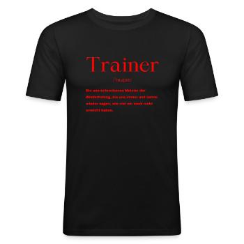 Trainer Definition - Männer Slim Fit T-Shirt - Schwarz - Vorne - Nik (191cm)