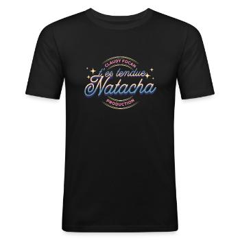 Dikkenek Répliques cultes citation tendue natacha - T-shirt près du corps Homme - noir - Devant - Nik (191cm)
