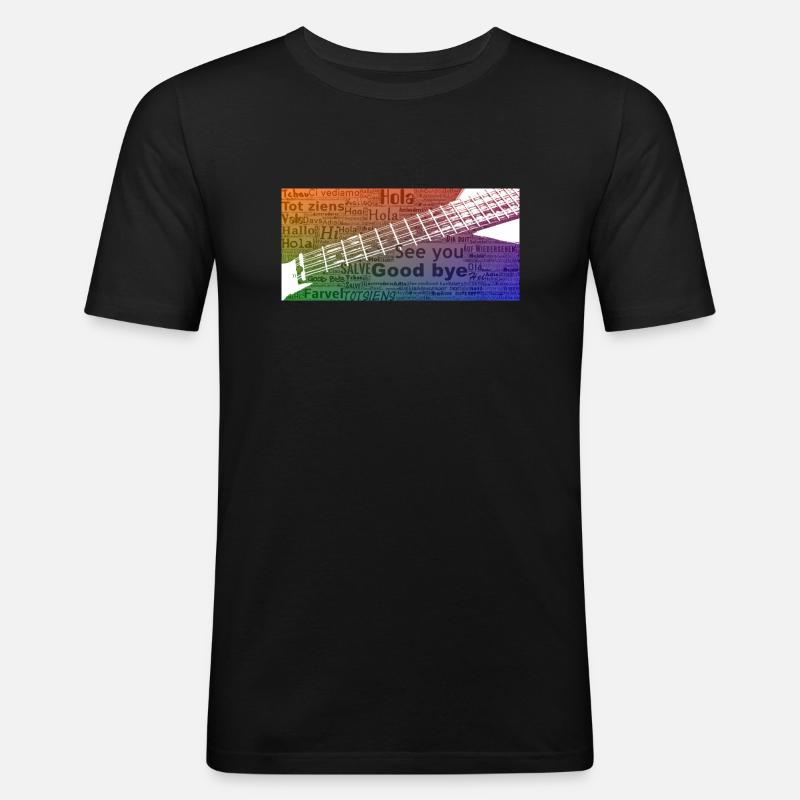 Griffbrett mit Texten - Männer Slim Fit T-Shirt - Schwarz
