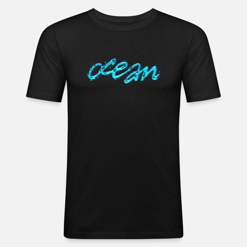 Ozean Textkunst - Männer Slim Fit T-Shirt - Schwarz