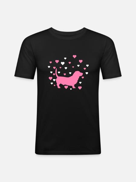 Dackel - Männer Slim Fit T-Shirt - Schwarz