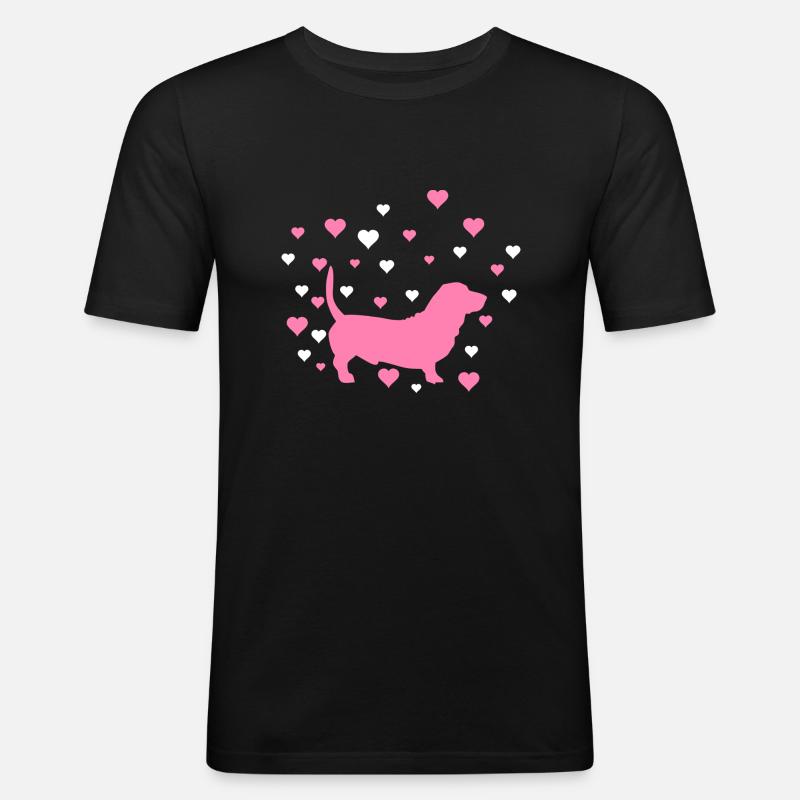 Dackel - Männer Slim Fit T-Shirt - Schwarz