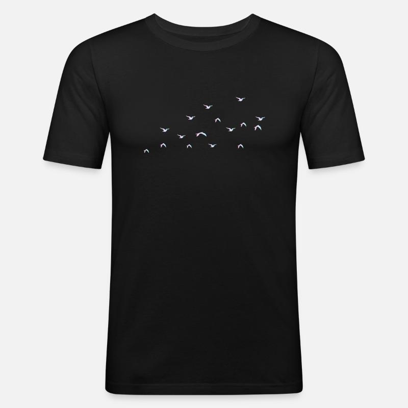 Vogel Flug Süden Geschenkidee - Männer Slim Fit T-Shirt - Schwarz