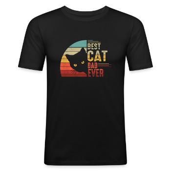 Best Cat Dad ever Vatertag Fathers Day Geschenk - Männer Slim Fit T-Shirt - Schwarz - Vorne - Nik (191cm)