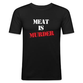 Meat is Murder Vegan Veggie Vegetarian Plant Based - Men's Slim Fit T-Shirt - black - Front - Nik (191cm)