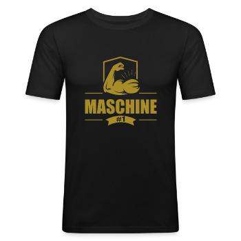 Machine Gold - Men's Slim Fit T-Shirt - black - Front - Nik (191cm)