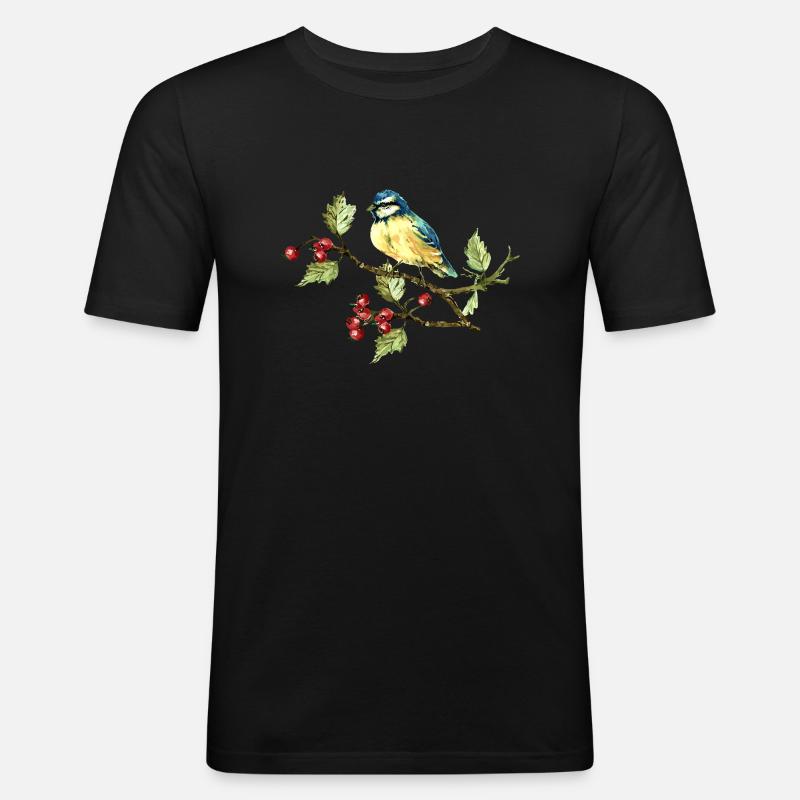 Bunter Vogel - Männer Slim Fit T-Shirt - Schwarz