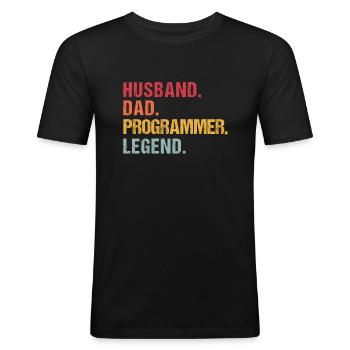 Programmierer Softwareentwickler Coder Sprüche - Männer Slim Fit T-Shirt - Schwarz - Vorne - Nik (191cm)