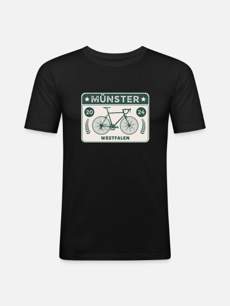 Münster - Fahrradstadt - Männer Slim Fit T-Shirt - Schwarz