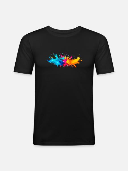 Explosion de Peinture - T-shirt près du corps Homme - noir