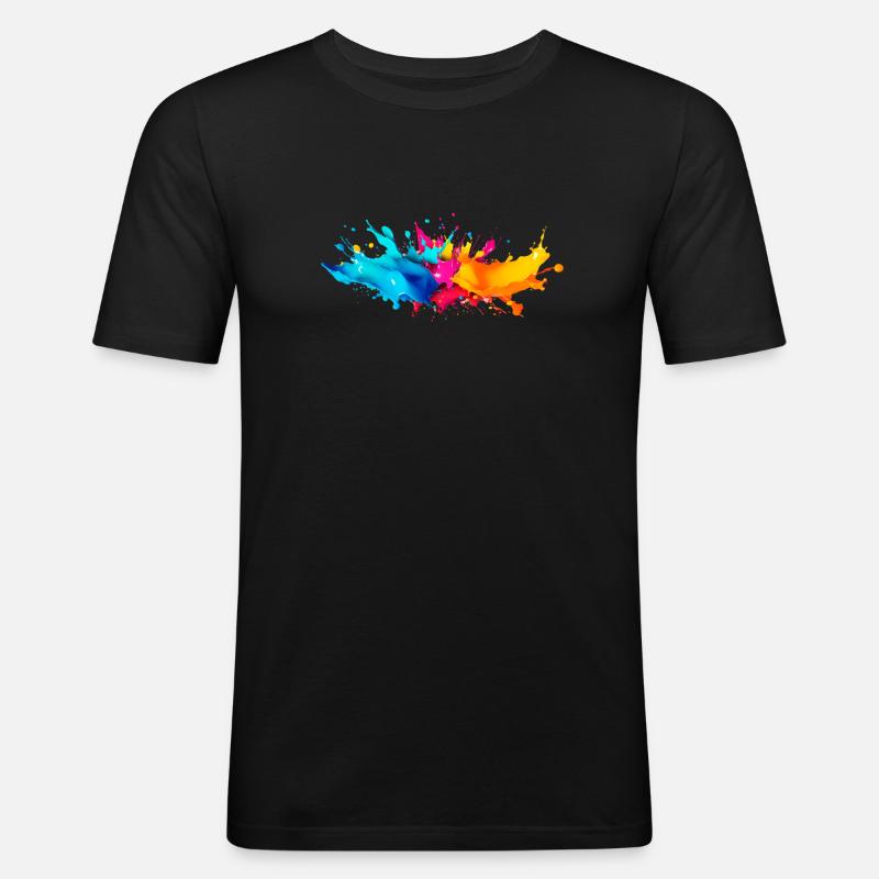Explosion de Peinture - T-shirt près du corps Homme - noir