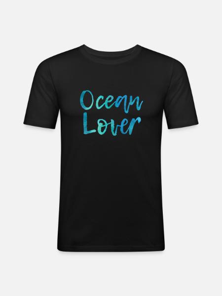Ocean Lover - Männer Slim Fit T-Shirt - Schwarz