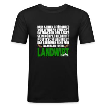AGRICULTEUR - T-shirt près du corps Homme - noir - Devant - Nik (191cm)