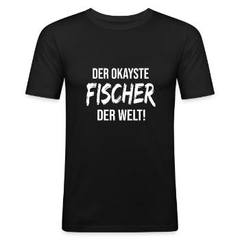 Fischer Angler Spruch Geschenkidee - Männer Slim Fit T-Shirt - Schwarz - Vorne - Nik (191cm)