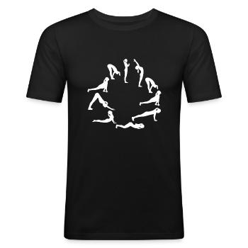 yoga exercises white - Men's Slim Fit T-Shirt - black - Front - Nik (191cm)