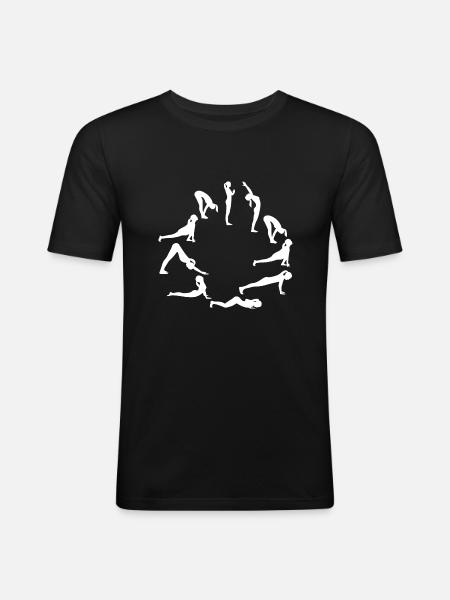 yoga exercises white - Men's Slim Fit T-Shirt - black