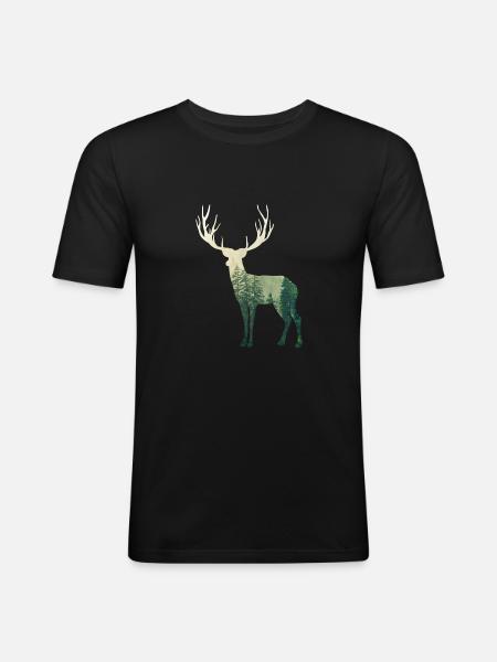 Deer forest - Men's Slim Fit T-Shirt - black