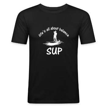 Sup Stand up Paddle - Männer Slim Fit T-Shirt - Schwarz - Vorne - Nik (191cm)