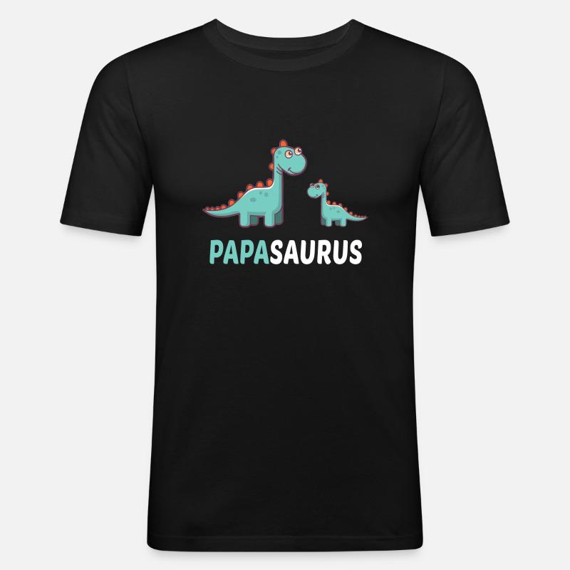 Papasaurus Geschenk - Männer Slim Fit T-Shirt - Schwarz
