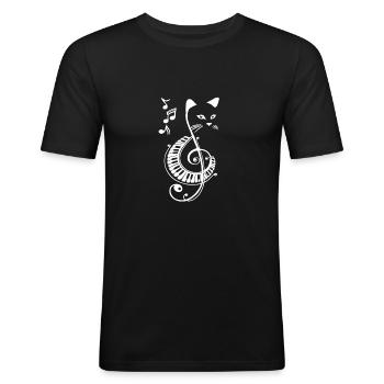 Musical cat - Men's Slim Fit T-Shirt - black - Front - Nik (191cm)