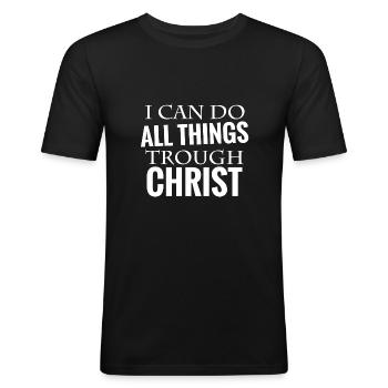bible verse Christ - Men's Slim Fit T-Shirt - black - Front - Nik (191cm)