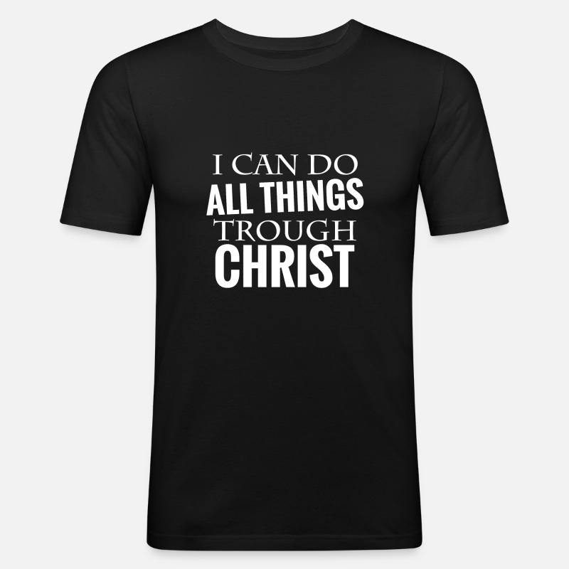 bibelvers Christus - Männer Slim Fit T-Shirt - Schwarz