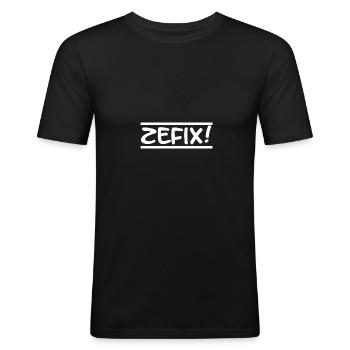Zefix - Männer Slim Fit T-Shirt - Schwarz - Vorne - Nik (191cm)