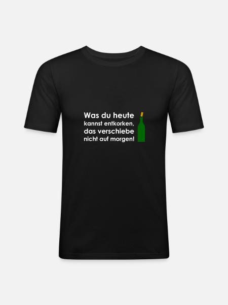 Wein Korken - Männer Slim Fit T-Shirt - Schwarz